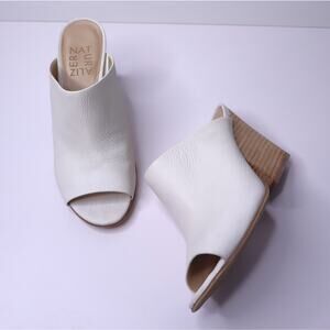 NATURALIZER Sloan Wedge Sandals Alabaster Ivory Heeled Slip On Women's 6M